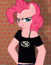 Size: 1849x2349 | Tagged: safe, artist:darkaluminum, imported from derpibooru, pinkie pie, anthro, 311, clothes, female, off shoulder, solo