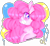 Size: 4000x3700 | Tagged: safe, artist:bunxl, imported from derpibooru, pinkie pie, earth pony, pony, balloon, bust, chest fluff, colored pupils, female, grin, happy, simple background, smiling, solo, transparent background