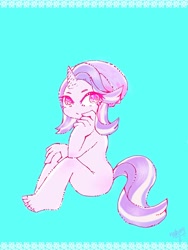Size: 1536x2048 | Tagged: safe, artist:naki4949, imported from derpibooru, starlight glimmer, anthro, plantigrade anthro, beanie, female, hat, looking at you, sitting, solo