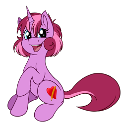 Size: 2747x2790 | Tagged: safe, artist:sugaryviolet, imported from derpibooru, oc, oc only, oc:sugary violet, pony, unicorn, 2018 community collab, derpibooru community collaboration, female, mare, open mouth, raised hoof, simple background, sitting, smiling, solo, transparent background