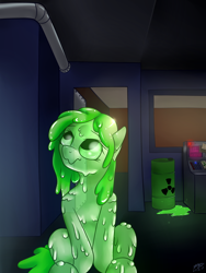 Size: 3000x4000 | Tagged: safe, artist:azerta56, imported from derpibooru, oc, oc only, oc:lubrica, goo pony, monster pony, original species, radioactive pony, badumsquish approved, commission, female, monster mare, radioactive, radioactive waste, slime, solo