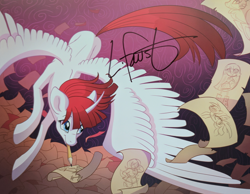 Size: 3260x2530 | Tagged: safe, artist:lauren faust, imported from derpibooru, derpy hooves, velvet reindeer, oc, oc only, oc:fausticorn, alicorn, deer, pony, reindeer, them's fightin' herds, alicorn oc, autograph, community related, cropped, drawing, flying, lauren faust, milky way and the galaxy girls, paper, pencil, solo, velvet (tfh)
