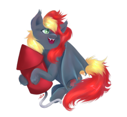 Size: 2500x2300 | Tagged: safe, artist:thefluffyvixen, imported from derpibooru, oc, oc only, oc:cinder shade (velociripper), bat pony, bat pony oc, original character do not steal, rocket, simple background, transparent background