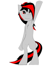 Size: 745x1053 | Tagged: safe, artist:noobbrony, imported from derpibooru, oc, oc only, earth pony, pony, bipedal, male, red and black oc, simple background, solo, stallion, white background