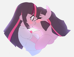 Size: 1300x1000 | Tagged: artist needed, safe, imported from derpibooru, twilight sparkle, alicorn, human, pony, equestria girls, duo, female, human on pony action, human ponidox, interspecies, interspecies selfcest, kiss on the lips, kissing, lesbian, self ponidox, selfcest, shipping, surprise kiss, twicest, twilight sparkle (alicorn), twitwi, twolight