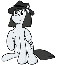 Size: 1289x1449 | Tagged: safe, artist:cobaltsketch, imported from derpibooru, oc, oc only, oc:ink scribe, pegasus, pony, 2018 community collab, derpibooru community collaboration, simple background, sitting, solo, transparent background