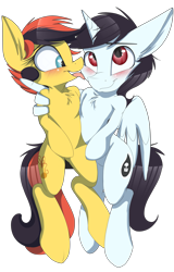 Size: 3000x4684 | Tagged: safe, artist:mistydash, imported from derpibooru, oc, oc only, oc:angel, oc:southern belle, alicorn, 2018 community collab, derpibooru community collaboration, alicorn oc, blushing, chest fluff, couple, cute, hug, licking, simple background, tongue out, transparent background, winghug