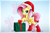 Size: 3200x2100 | Tagged: safe, artist:sentireaeris, imported from derpibooru, fluttershy, pony, bow, christmas, clothes, cute, cutie mark, female, hat, holiday, present, ribbon, santa hat, shyabetes, simple background, snow, socks, solo, standing