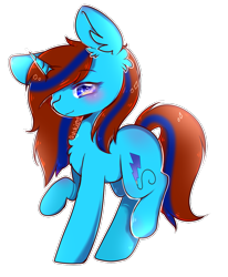 Size: 861x1047 | Tagged: safe, artist:yuki-artyt, imported from derpibooru, oc, oc only, oc:blue bolt, pony, unicorn, female, mare, one eye closed, simple background, solo, transparent background, wink