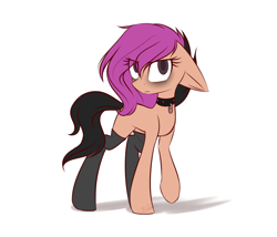 Size: 3500x3000 | Tagged: safe, artist:snowbunny0820, imported from derpibooru, oc, oc only, oc:nicole, earth pony, pony, clothes, eye clipping through hair, female, floppy ears, hair over one eye, high res, mare, simple background, socks, solo, white background