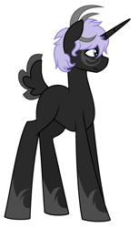 Size: 1200x1960 | Tagged: safe, artist:calibykitty, artist:midnightamber, imported from derpibooru, oc, oc only, oc:nightstar, deer, deer pony, hybrid, original species, unicorn, unideer, facial markings, full body, male, side view, simple background, solo, stallion, white background