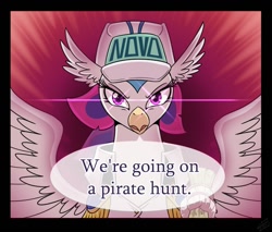 Size: 884x752 | Tagged: safe, artist:vavacung, imported from derpibooru, queen novo, classical hippogriff, hippogriff, my little pony: the movie, akainu, clothes, cropped, epaulettes, marine, one piece, sakazuki (one piece), spread wings, uniform, wings