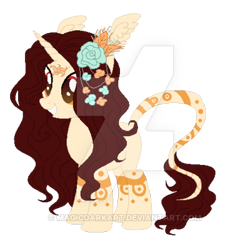 Size: 400x397 | Tagged: safe, artist:magicdarkart, imported from derpibooru, oc, oc only, pony, unicorn, female, flower, flower in hair, mare, simple background, solo, transparent background, watermark