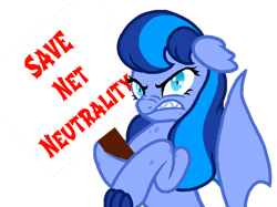 Size: 1024x765 | Tagged: safe, artist:eeveewhite97, imported from derpibooru, oc, oc only, dracony, hybrid, pony, angry, net neutrality, politics, wings