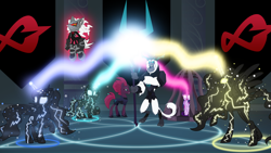 Size: 1920x1080 | Tagged: source needed, safe, artist:ejlightning007arts, artist:osipush, imported from derpibooru, princess cadance, princess celestia, princess luna, storm king, tempest shadow, twilight sparkle, alicorn, pony, unicorn, yeti, my little pony: the movie, cage, crossover, draining, infinite (character), magic drain, magic theft, petrification, sonic forces, sonic the hedgehog (series), staff, staff of sacanas, statue, torture, twilight sparkle (alicorn), vector