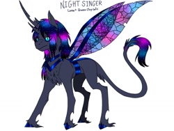 Size: 1024x768 | Tagged: safe, artist:herkidpatrol, imported from derpibooru, oc, oc only, oc:night singer, alicorn, changepony, alicorn oc, magical lesbian spawn, offspring, parent:princess luna, parent:queen chrysalis, parents:chrysaluna, solo
