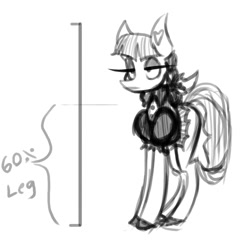 Size: 894x866 | Tagged: safe, artist:lil miss jay, imported from derpibooru, inky rose, pegasus, pony, black and white, clothes, dress, female, grayscale, hooves, leg, mare, monochrome, simple background, sketch, solo, statistics, text, white background, wings