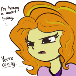Size: 1650x1650 | Tagged: safe, artist:tjpones, imported from derpibooru, adagio dazzle, equestria girls, rainbow rocks, bronybait, bust, clothes, dialogue, female, lidded eyes, simple background, solo, tsundagio, tsundere, white background
