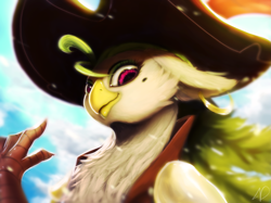 Size: 1923x1439 | Tagged: safe, artist:moondreamer16, imported from derpibooru, captain celaeno, anthro, parrot, my little pony: the movie, female, hat, pirate hat, smiling, solo