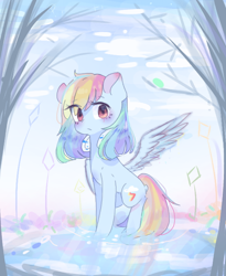 Size: 594x723 | Tagged: safe, artist:windymils, imported from derpibooru, rainbow dash, pegasus, pony, alternate hairstyle, cute, dashabetes, female, mare, multicolored hair, solo, tree