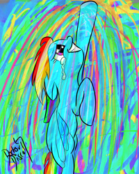 Size: 2400x3000 | Tagged: safe, artist:thedoctordisco, imported from derpibooru, rainbow dash, pony, awesome, cool, epic, female, psychedelic, solo, sonic rainboom, static