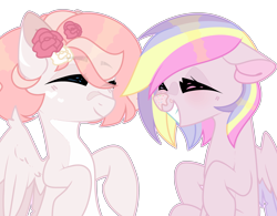 Size: 4829x3760 | Tagged: safe, artist:ponponvector, imported from derpibooru, oc, oc only, oc:pink cloud, oc:rose, pegasus, pony, base used, female, flower, flower in hair, high res, mare, simple background, transparent background