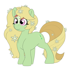 Size: 2804x2753 | Tagged: safe, artist:marukouhai, imported from derpibooru, oc, oc only, oc:daisy, earth pony, pony, female, flower, flower in hair, high res, mare, offspring, parent:tree hugger, parent:zephyr breeze, parents:zephyrhugger, simple background, solo, white background