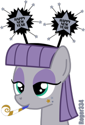 Size: 2574x3767 | Tagged: safe, artist:roger334, imported from derpibooru, maud pie, earth pony, pony, 2018, deely bobbers, female, happy new year 2018, maudabetes, new year, simple background, solo, transparent background