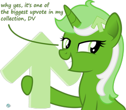 Size: 2000x1740 | Tagged: safe, artist:arifproject, imported from derpibooru, oc, oc only, oc:upvote, pony, derpibooru, derpibooru ponified, dialogue, grin, holding, meta, ponified, simple background, smiling, solo, transparent background, upvote, vector