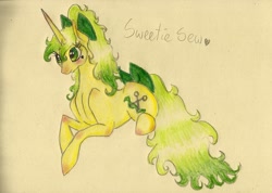 Size: 1623x1156 | Tagged: safe, artist:vetallie, imported from derpibooru, oc, oc only, oc:sweetie sew, pony, unicorn, ponysona, solo, traditional art