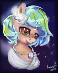 Size: 3421x4274 | Tagged: safe, artist:drafthoof, imported from derpibooru, oc, oc only, oc:earth-chan, earth pony, pony, bust, earth, planet, ponified, solo, sputnik