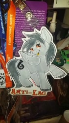 Size: 540x960 | Tagged: safe, artist:annuthecatgirl, imported from derpibooru, oc, oc only, oc:anti-lag, pony, badge, raised hoof, solo, traditional art, unshorn fetlocks