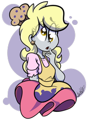 Size: 2000x2776 | Tagged: safe, artist:befishproductions, imported from derpibooru, derpy hooves, equestria girls, apron, clothes, cute, derpabetes, ear piercing, earring, female, food, hat, heart eyes, jewelry, long hair, muffin, open mouth, piercing, shirt, simple background, skirt, solo, transparent background, wingding eyes