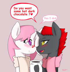 Size: 3100x3200 | Tagged: safe, artist:potzm, imported from derpibooru, oc, oc only, oc:lawyresearch, oc:lawyshadow, unicorn, blushing, cute, female, heart, heart eyes, lesbian, mug, shipping, wingding eyes