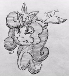 Size: 2420x2662 | Tagged: safe, artist:floofyfoxcomics, imported from derpibooru, oc, oc only, oc:autumn science, fennec fox, fox, pony, unicorn, female, high res, mare, monochrome, nom, sketch, traditional art