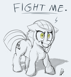 Size: 900x985 | Tagged: safe, artist:baratus93, imported from derpibooru, limestone pie, earth pony, pony, female, liftstone pump, mare, muscles, shrunken pupils, simple background, smiling, solo, speech, stronk, teeth