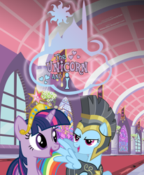 Size: 4999x6059 | Tagged: safe, artist:yourfavoritesenpai, imported from derpibooru, commander hurricane, rainbow dash, twilight sparkle, pony, absurd resolution, armor, big crown thingy, canterlot, female, jewelry, lesbian, regalia, shipping, tiara, twidash