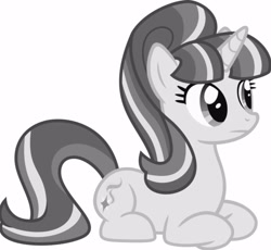 Size: 696x639 | Tagged: safe, edit, imported from derpibooru, starlight glimmer, pony, unicorn, black and white, female, grayscale, mare, monochrome, prone, solo, vector