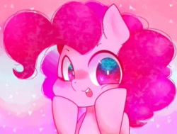 Size: 1024x774 | Tagged: safe, artist:koto, imported from derpibooru, pinkie pie, earth pony, pony, abstract background, female, looking at you, mare, smiling, solo