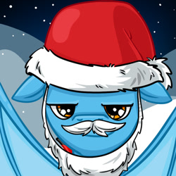 Size: 625x625 | Tagged: safe, imported from derpibooru, oc, oc only, oc:vintoxi, beard, christmas, facial hair, fake beard, hat, holiday, santa hat, solo, spread wings, wings