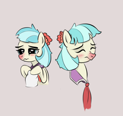 Size: 760x716 | Tagged: safe, artist:smartcookie, imported from derpibooru, coco pommel, the saddle row review, bust, female, portrait, red nosed, sick, solo