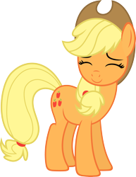 Size: 3474x4500 | Tagged: safe, artist:slb94, imported from derpibooru, applejack, earth pony, pony, cute, eyes closed, female, hat, jackabetes, mare, silly, silly pony, simple background, solo, transparent background, vector