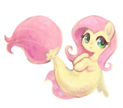 Size: 690x607 | Tagged: safe, artist:kei05, imported from derpibooru, fluttershy, seapony (g4), my little pony: the movie, :<, cute, female, looking at you, simple background, solo, white background