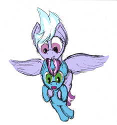 Size: 1456x1553 | Tagged: safe, artist:gyrotech, artist:living_dead, color edit, edit, imported from derpibooru, cloudchaser, oc, oc:gyro tech, pegasus, pony, unicorn, colored, female, male, mare, sketch, stallion, traditional art