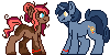Size: 100x50 | Tagged: safe, artist:ruef, imported from derpibooru, oc, oc only, oc:b.b., oc:ruef, animated, b.b.r, kissing, pixel art, smooch