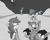 Size: 1000x800 | Tagged: safe, artist:jake heritagu, imported from derpibooru, discord, nightmare moon, princess luna, scootaloo, starlight glimmer, oc, oc:danger mcsteele, oc:frolicsome meadowlark, oc:lightning blitz, oc:sunshine smiles (egophiliac), pegasus, pony, comic:ask motherly scootaloo, moonstuck, baby, baby pony, cartographer's cap, cloak, clothes, colt, eyepatch, eyes closed, female, filly, grayscale, hairpin, hat, looking at you, looking up, male, monochrome, moon, mother and son, motherly scootaloo, nightmare woon, offspring, older, older scootaloo, open mouth, parent:rain catcher, parent:scootaloo, parents:catcherloo, ponies riding ponies, pony hat, riding, sitting, smiling, sweatshirt, woona, younger