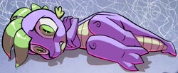 Size: 3924x1620 | Tagged: safe, artist:gsphere, imported from derpibooru, spike, dragon, freakout, male, solo, worried