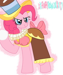 Size: 1024x1229 | Tagged: safe, artist:xxfluffypachirisuxx, imported from derpibooru, chancellor puddinghead, pinkie pie, earth pony, pony, clothes, female, mare, ruff (clothing), simple background, snow, solo, transparent background