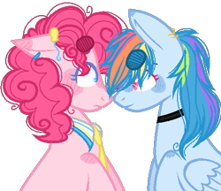 Size: 452x391 | Tagged: safe, artist:thechoccobear, imported from derpibooru, pinkie pie, rainbow dash, earth pony, pegasus, pony, base used, blushing, choker, female, lesbian, mare, necktie, pinkiedash, shipping, simple background, transparent background