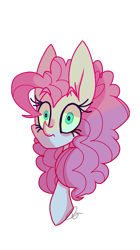 Size: 673x1200 | Tagged: safe, artist:shine-bright-like-vagina, imported from derpibooru, pinkie pie, earth pony, pony, bust, female, looking at you, mare, simple background, solo, thousand yard stare, transparent background